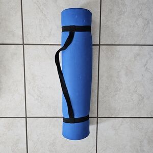Blue Yoga Mat with Carry Strap